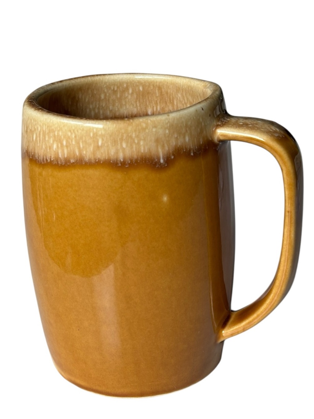 Hull vintage oven proof Honey Brown Drip ceramic stein mug made in USA |
18 oz